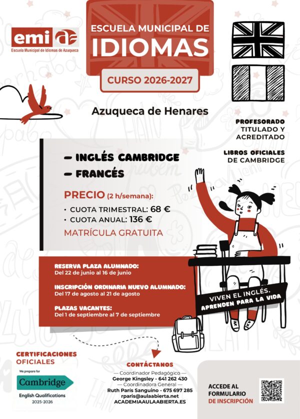 cartel-azuqueca-de-henares-escuela-municipal-idiomas-emi-2026-2027-academia-aula-abierta