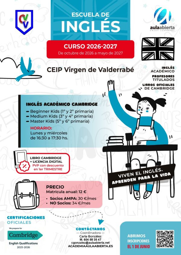 cartel-primaria-ceip-valderrabe-algete-escuela-de-idiomas-academia-aula-abierta-2026-2027