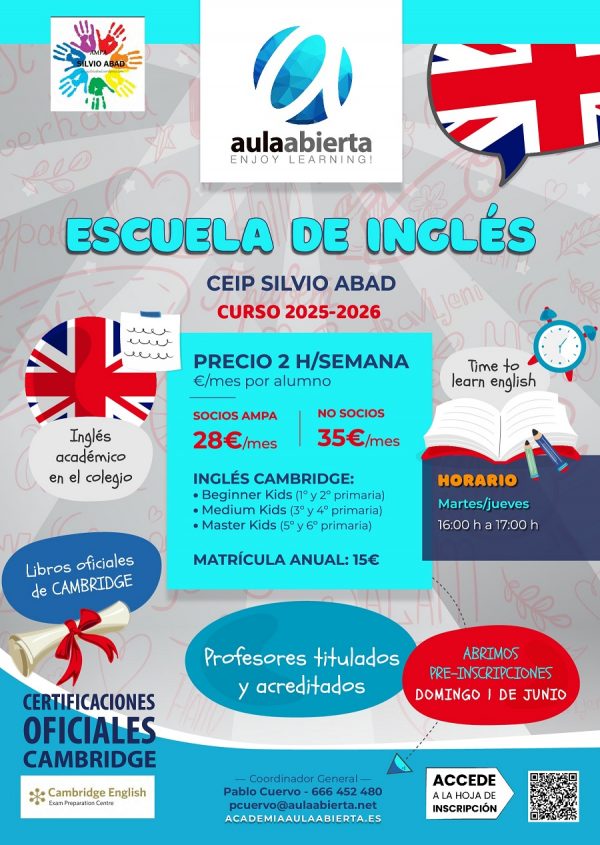 cartel-ceip-silvio-abad-san-sebastian-de-los-reyes-escuela-de-idiomas-ingles-2025-2026-academia-aula-abierta_900