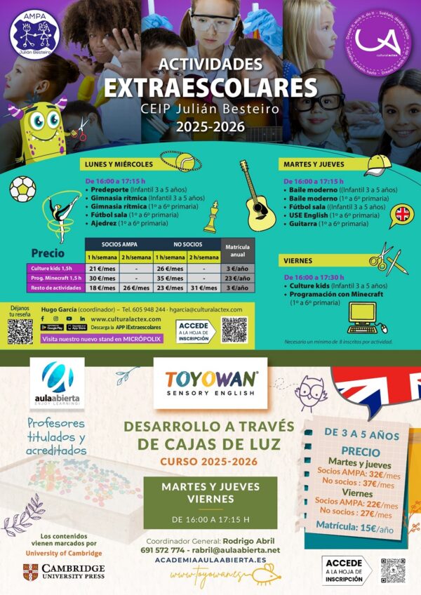 cartel-informativo-ceip-julian-besteiro-getafe-cultural-actex-actividades-extraescolares-2025-2026_900
