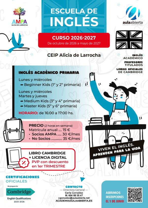 cartel-primaria-ceip-alicia-de-larrocha-alcala-de-henares-escuela-de-idiomas-academia-aula-abierta-2026-2027
